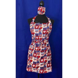 Women’s Fourth of July apron w/chefs hat & mask